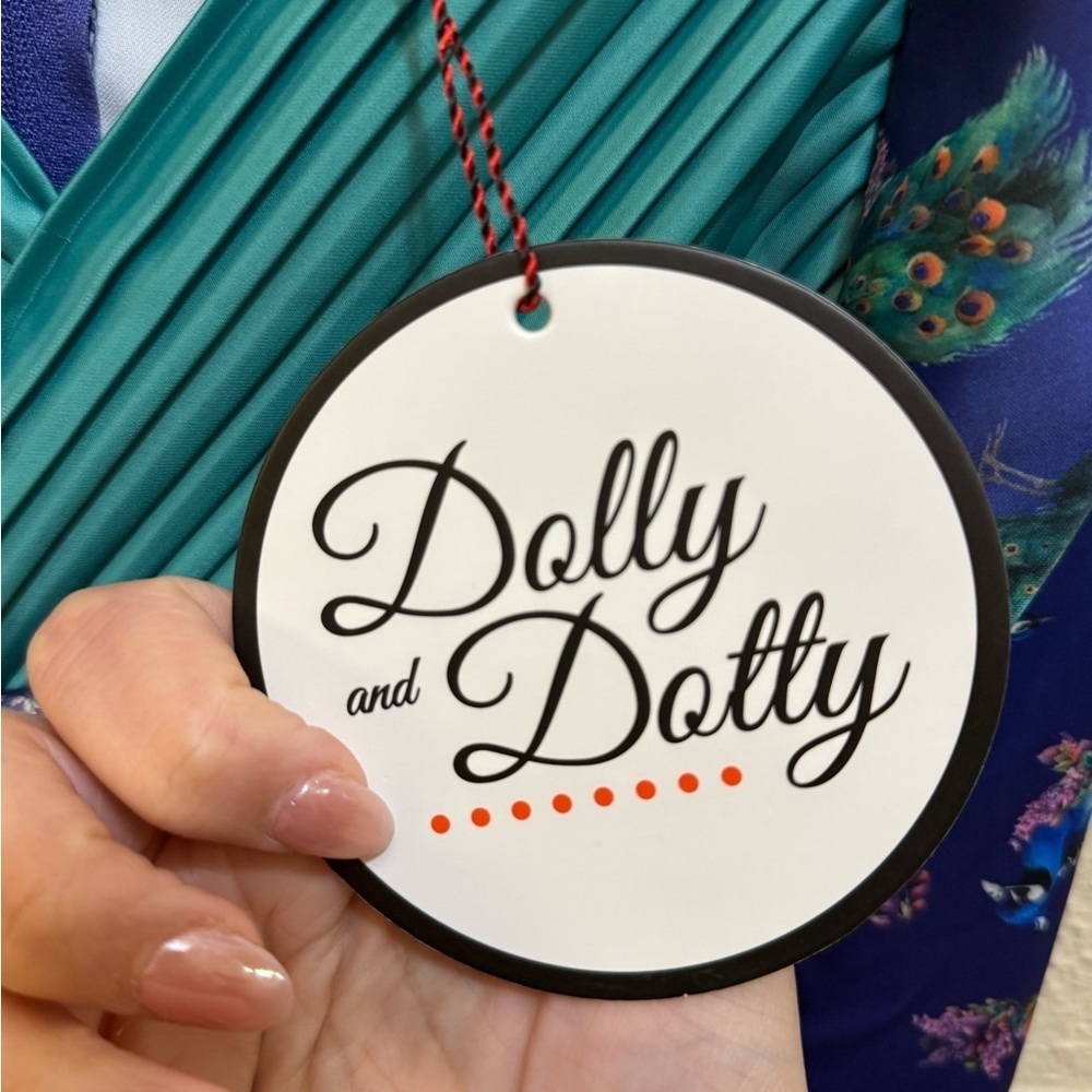 Dolly & Dotty 1950s Purple & Teal Peacock Print Grace Swing Dress Size 6 Retro - Picture 5 of 12